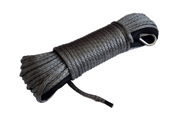 50ft 1/4 inch ATV UTV synthetic winch cable rope line with thimble and  polyester sleeve