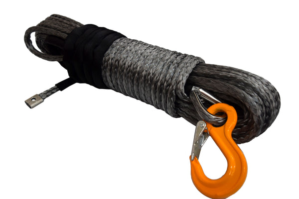 3/8*100ft Orange Synthetic Winch Rope Hook,Boat Winch Cable,Off