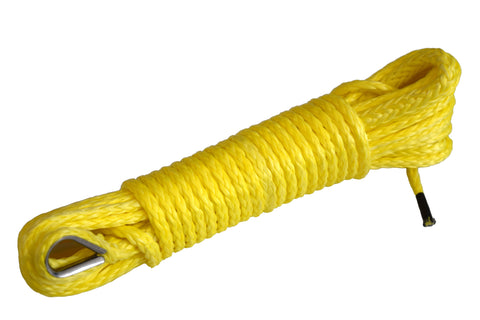 QIQU Yellow 50 feet 3/16 inch ATV UTV synthetic winch cable rope line with thimble one end