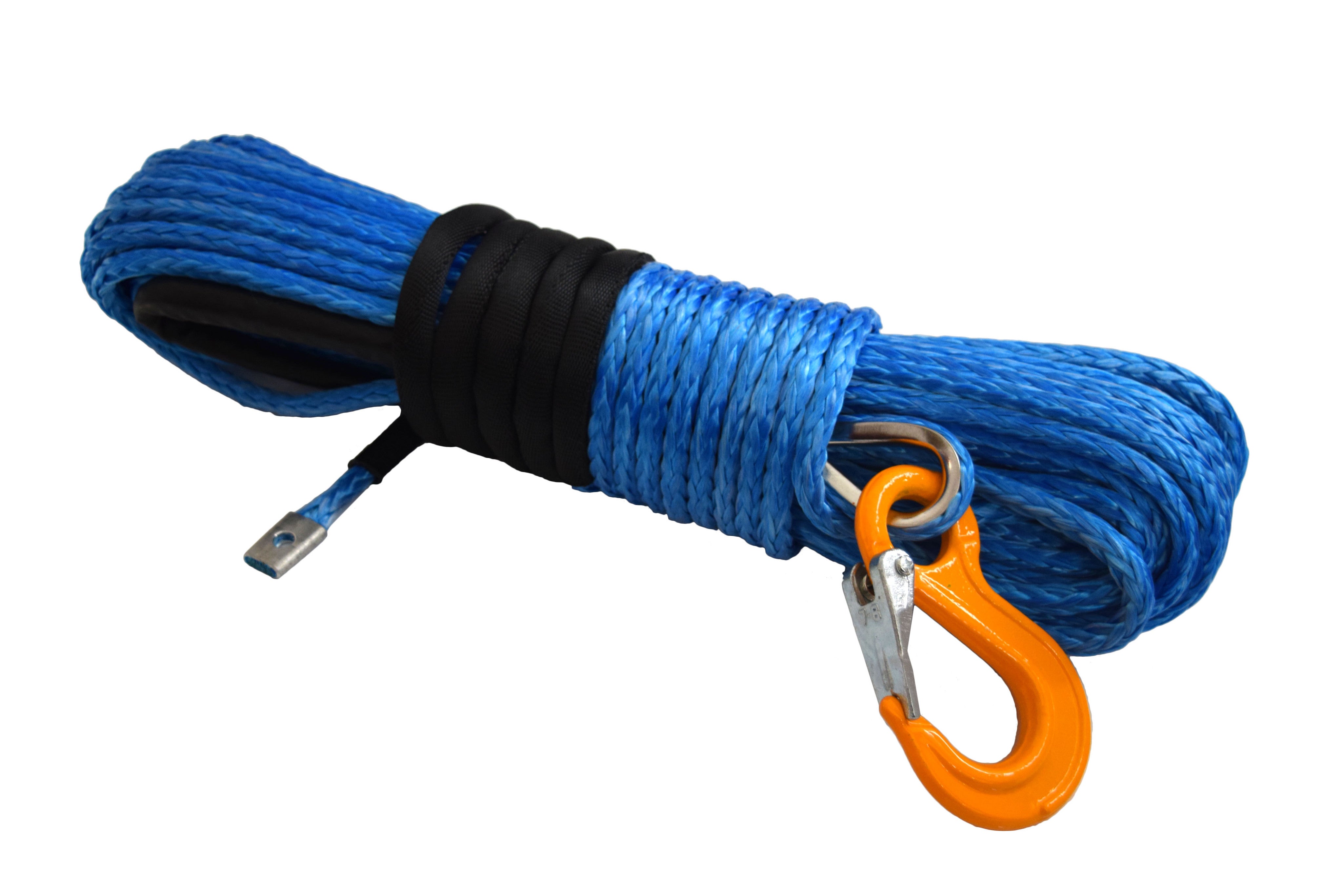 QIQU blue 100ft 5/16 inch SUV 4x4 Off-road car synthetic winch cable rope line with thimble sleeve hook and lug