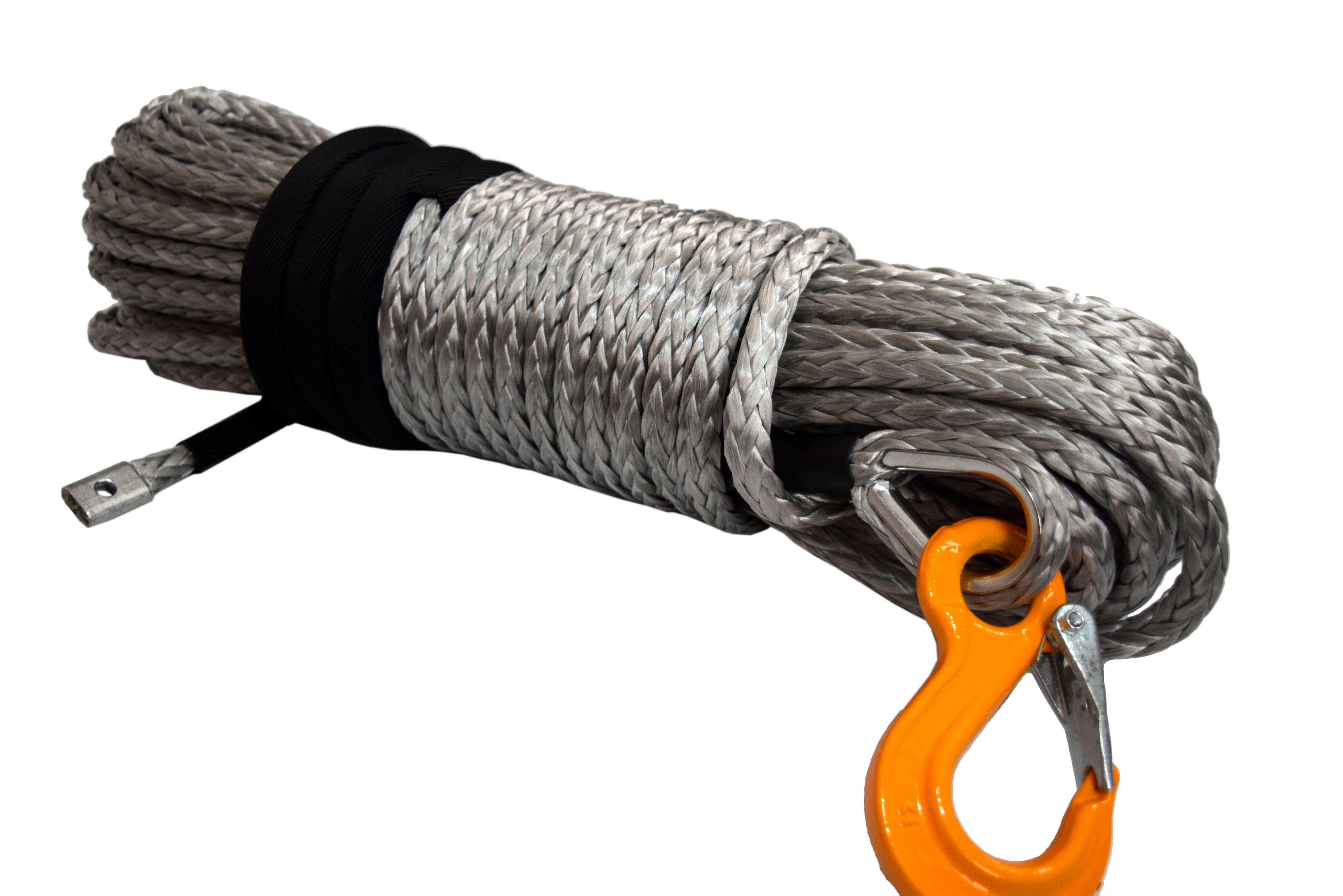 TYT 3/8 x 100 ft Synthetic Winch Rope with Hook Stopper For 4WD Off Road  Orange