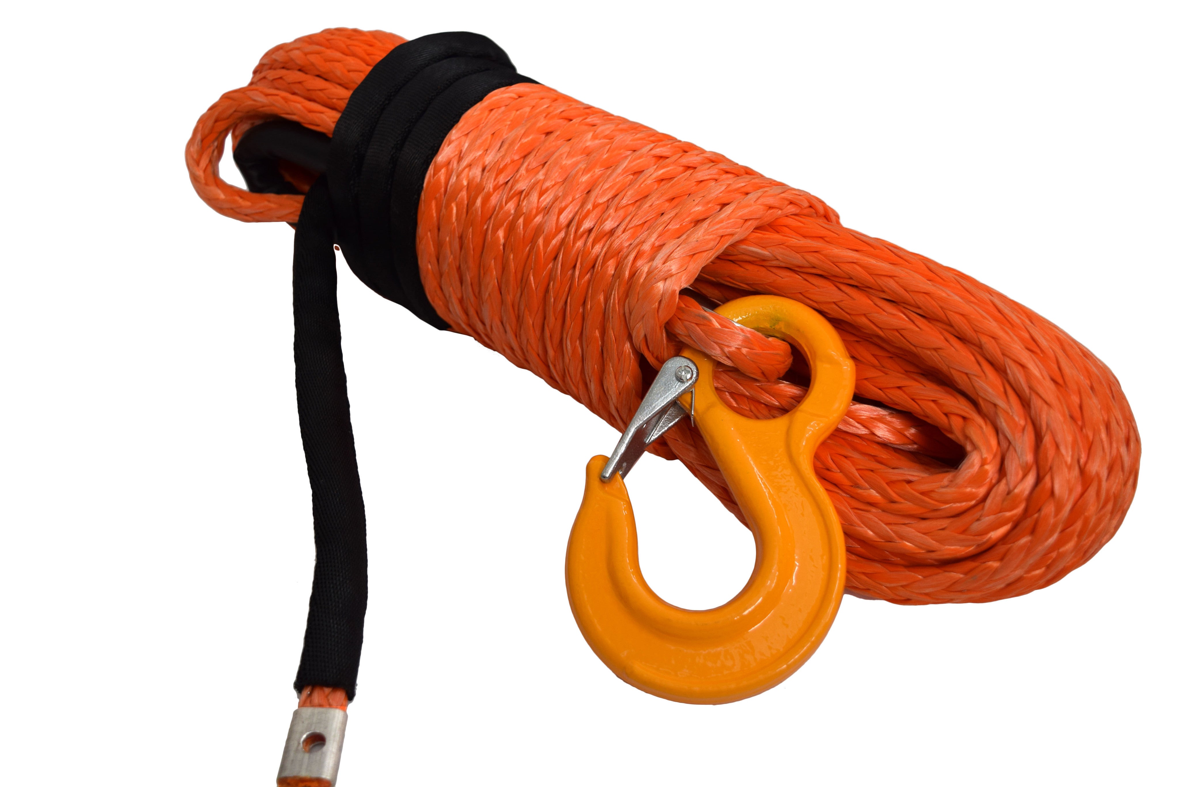 QIQU orange 100 ft 1/2 inch SUV Off-road car synthetic winch cable rope line with hook and lug