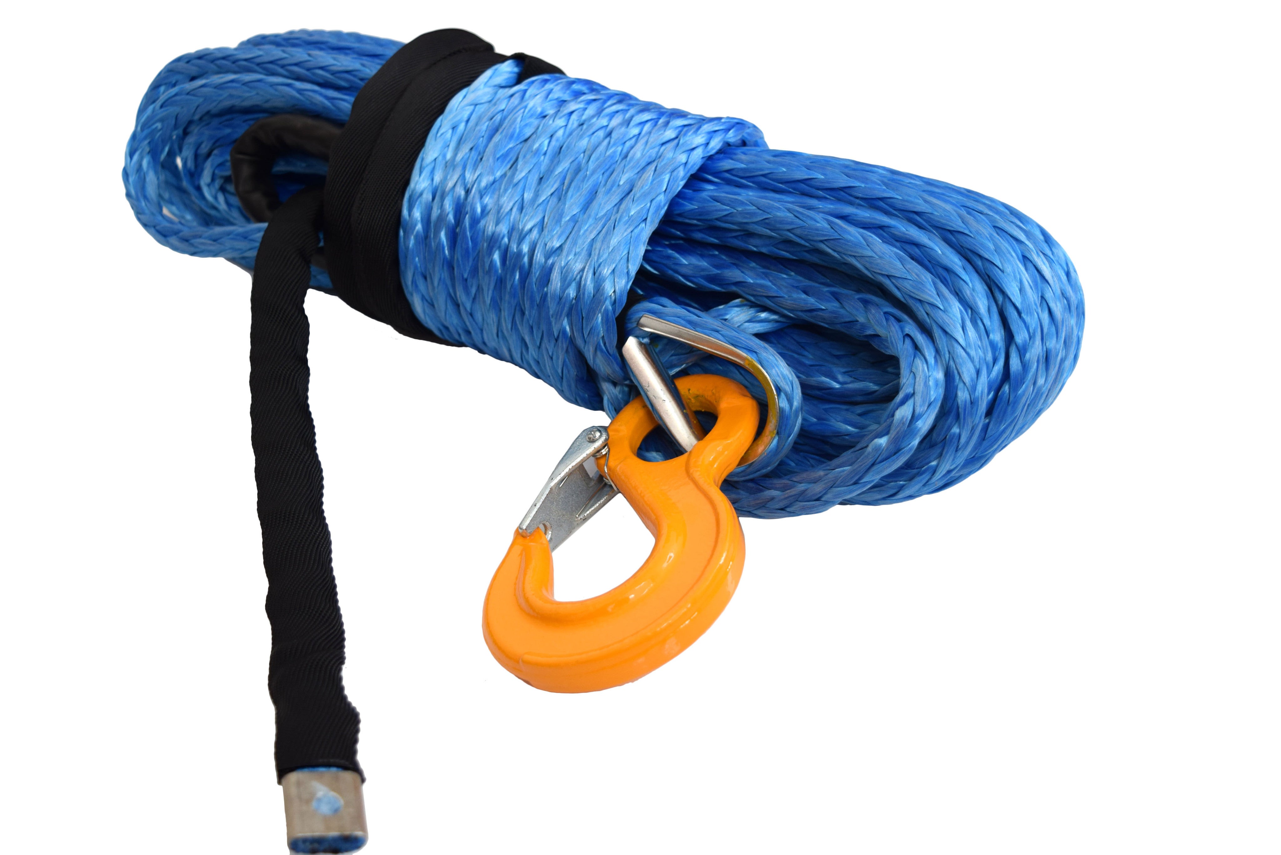 QIQU blue 100 ft 1/2 inch SUV Off-road car synthetic winch cable rope line with hook and lug
