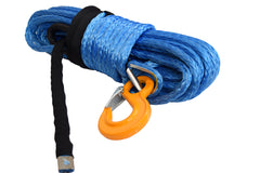 QIQU blue 100 ft 1/2 inch SUV Off-road car synthetic winch cable rope line with hook and lug
