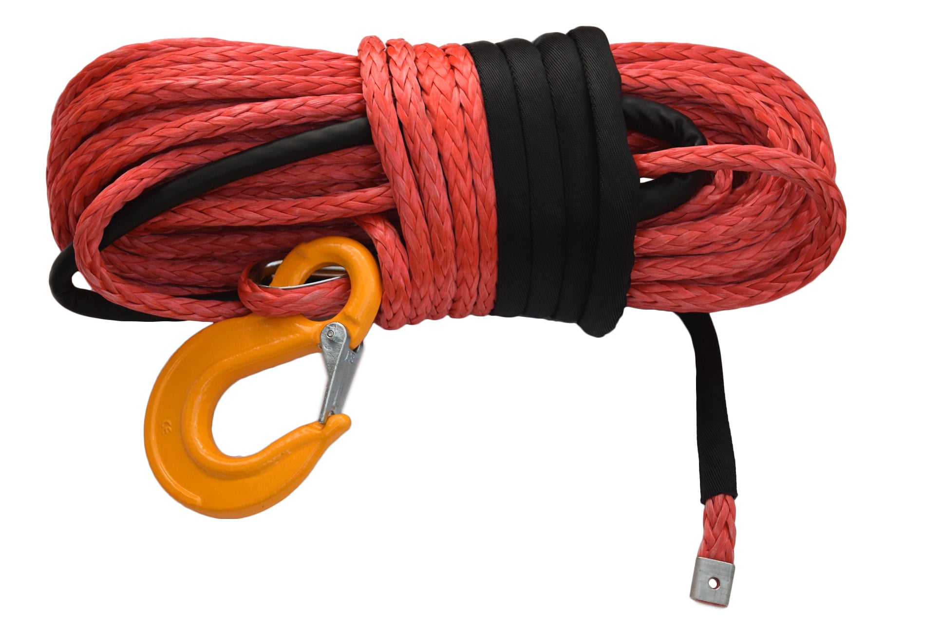 14mm*45m Red Synthetic Winch Rope with Hook,ATV Winch Cable